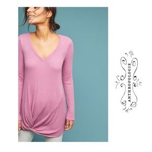 Anthropologie Eri + Ali waffle knit knotted Top M